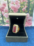 1 GRAM GOLD FORMING RED DIAMOND WITH KING RING FOR MEN DESIGN A-553