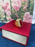 1 GRAM GOLD FORMING RED DIAMOND WITH KING RING FOR MEN DESIGN A-553