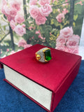 1 GRAM GOLD FORMING GREEN DIAMOND WITH LION RING FOR MEN DESIGN A-558