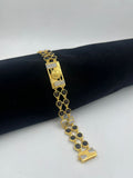 1 GRAM GOLD BLACK RUDRAKSHA SURYA BRACELET FOR MEN DESIGN A-186
