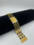 1 GRAM GOLD BLACK RUDRAKSHA SURYA BRACELET FOR MEN DESIGN A-195