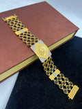 1 GRAM GOLD BLACK RUDRAKSHA SURYA BRACELET FOR MEN DESIGN A-195
