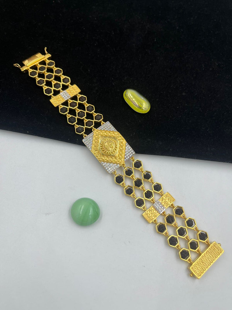 1 GRAM GOLD BLACK RUDRAKSHA SURYA BRACELET FOR MEN DESIGN A-198