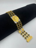 1 GRAM GOLD BLACK RUDRAKSHA SURYA BRACELET FOR MEN DESIGN A-198