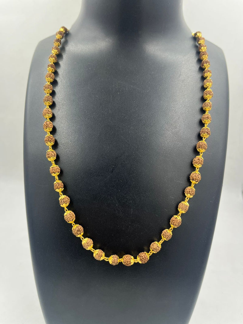 1 GRAM GOLD BROWN RUDRAKSHA MALA FOR MEN DESIGN A-34