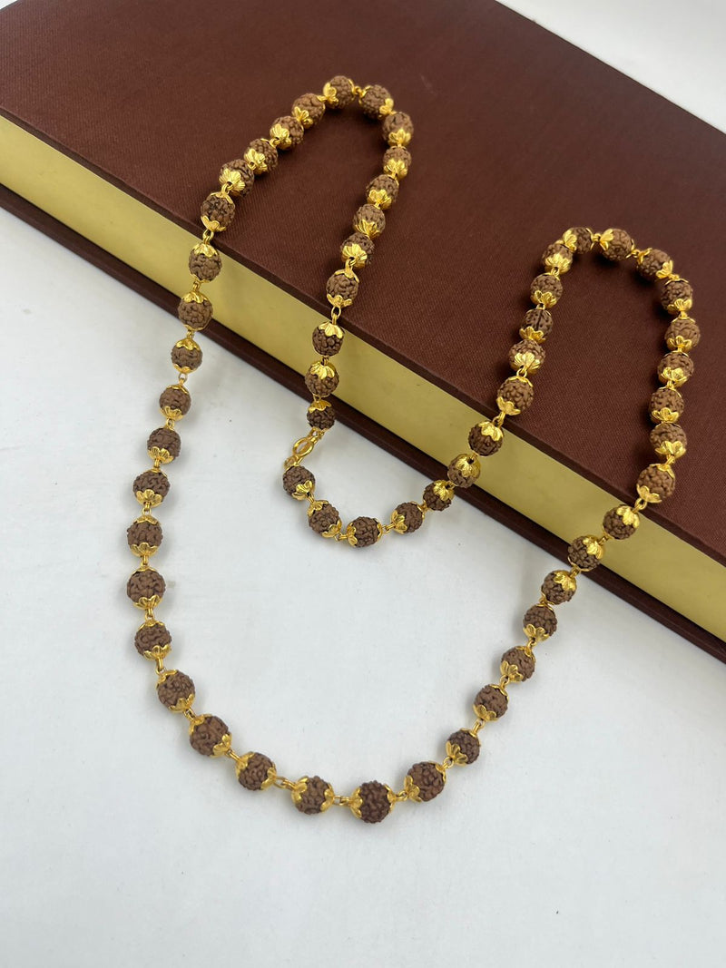 1 GRAM GOLD BROWN RUDRAKSHA MALA FOR MEN DESIGN A-34