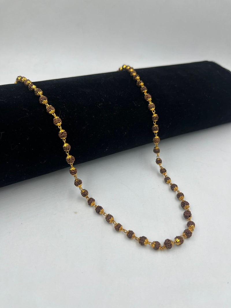 1 GRAM GOLD BROWN RUDRAKSHA MALA FOR MEN DESIGN A-35