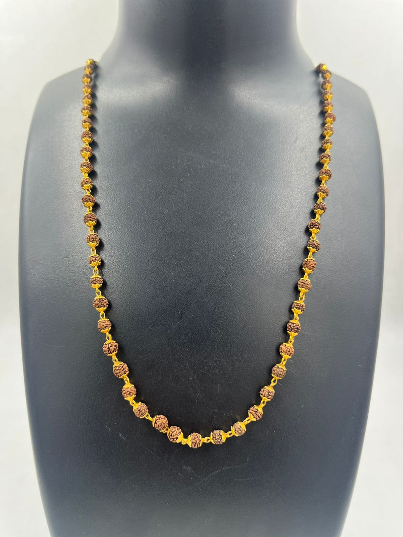 1 GRAM GOLD BROWN RUDRAKSHA MALA FOR MEN DESIGN A-35