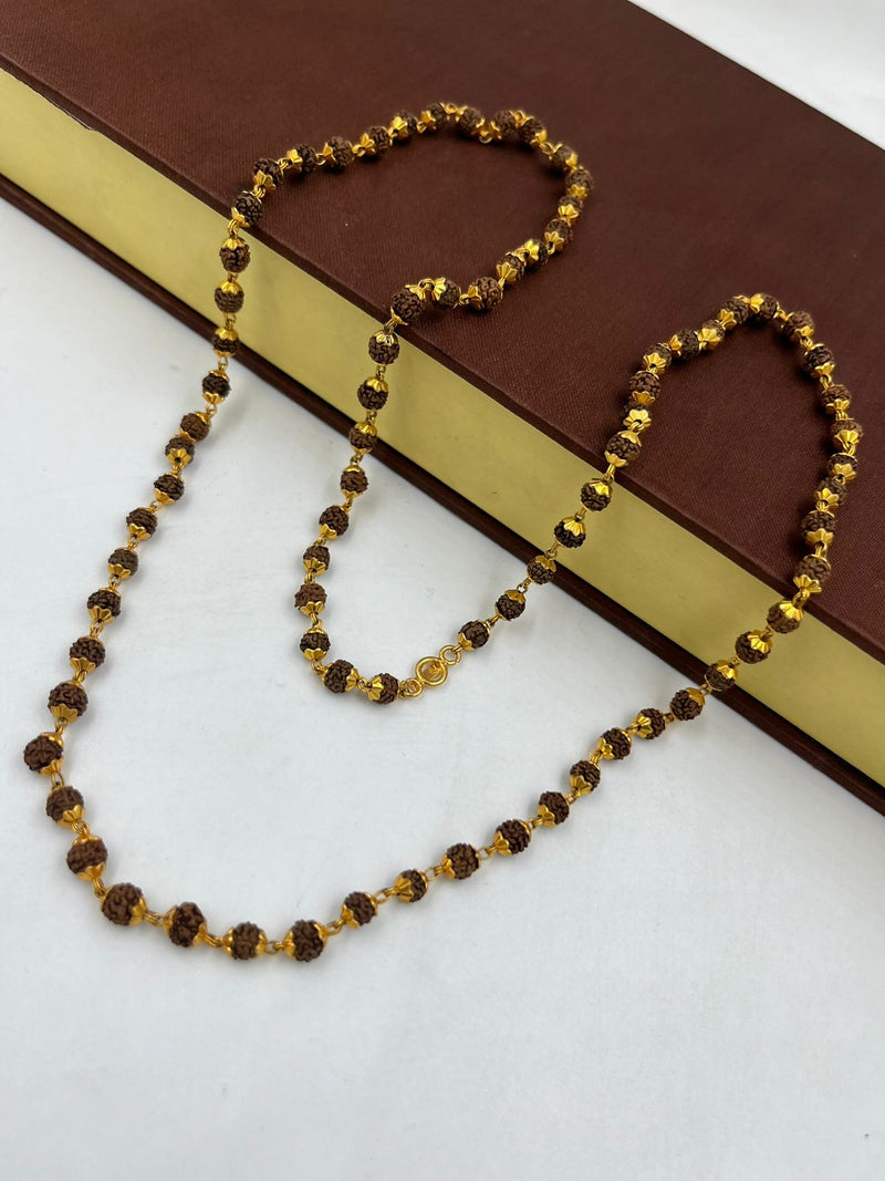 1 GRAM GOLD BROWN RUDRAKSHA MALA FOR MEN DESIGN A-35