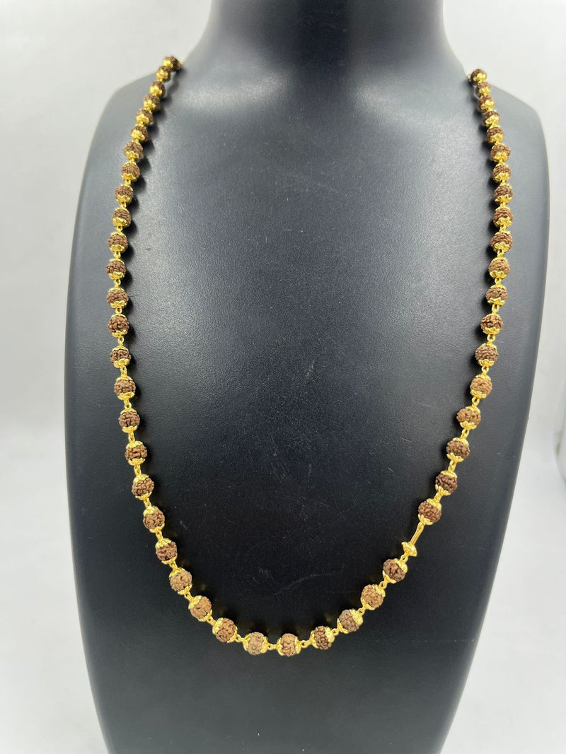 1 GRAM GOLD BROWN RUDRAKSHA MALA FOR MEN DESIGN A-36
