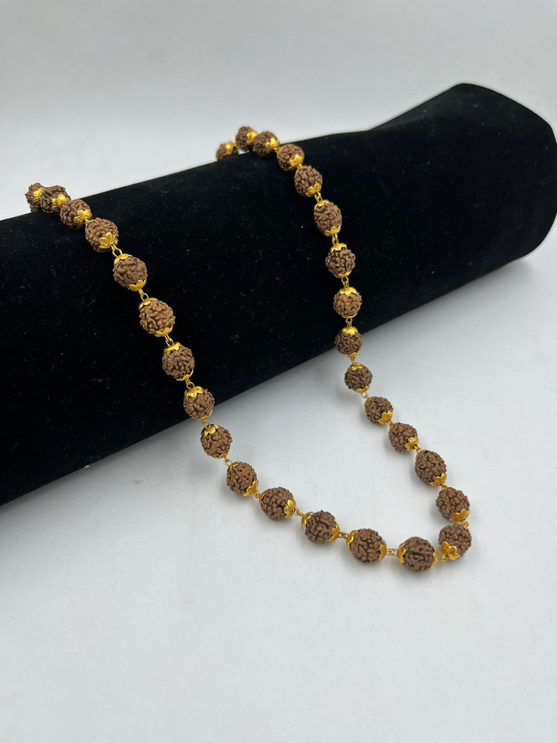 1 GRAM GOLD BROWN RUDRAKSHA MALA FOR MEN DESIGN A-37