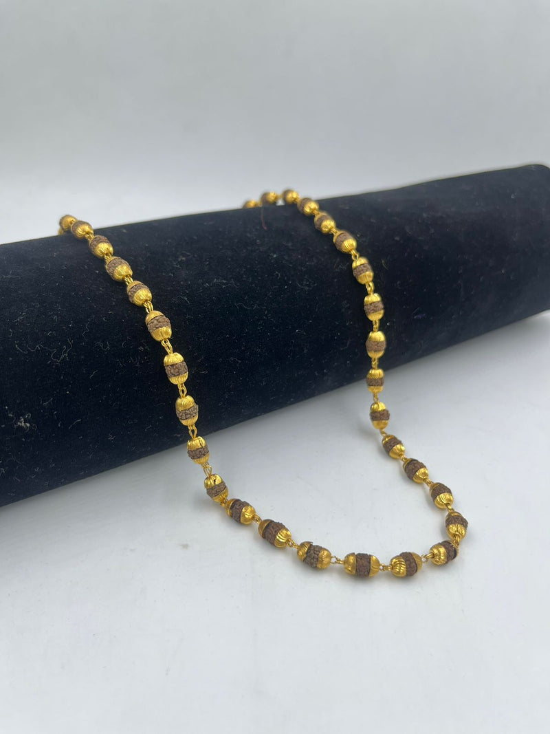 1 GRAM GOLD BROWN RUDRAKSHA MALA FOR MEN DESIGN A-40