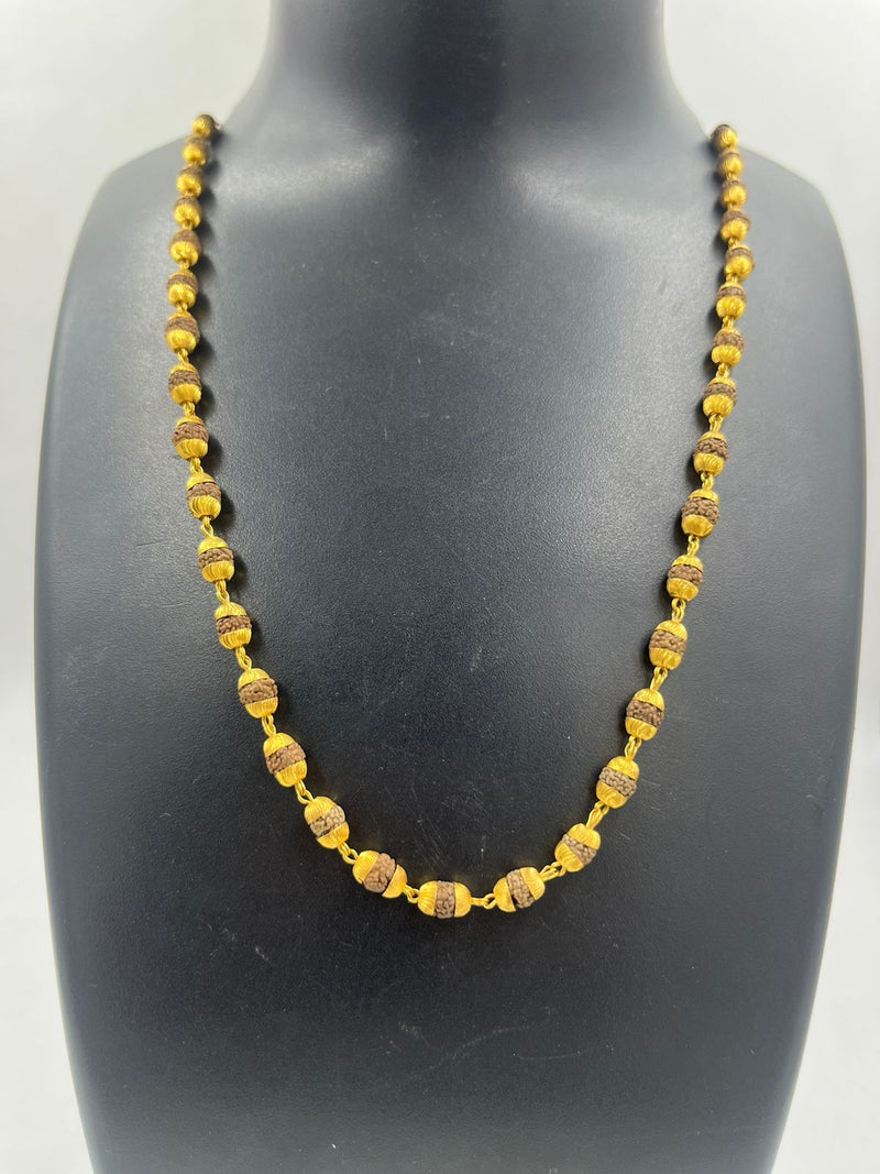 1 GRAM GOLD BROWN RUDRAKSHA MALA FOR MEN DESIGN A-40