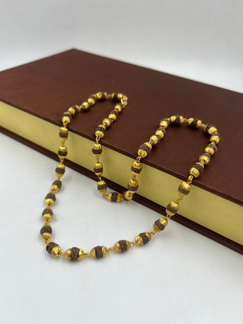 1 GRAM GOLD BROWN RUDRAKSHA MALA FOR MEN DESIGN A-40
