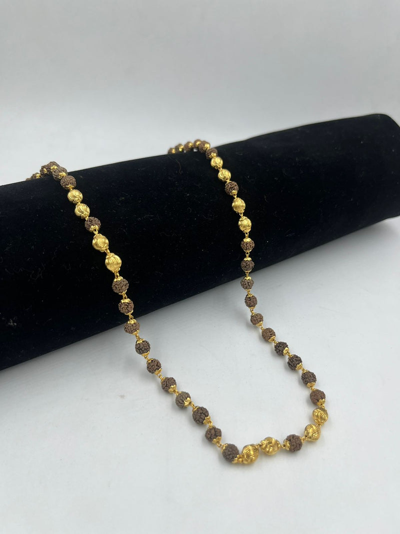 1 GRAM GOLD BROWN RUDRAKSHA MALA FOR MEN DESIGN A-41