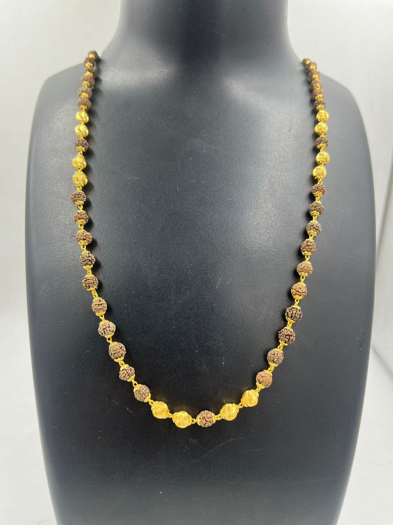 1 GRAM GOLD BROWN RUDRAKSHA MALA FOR MEN DESIGN A-41