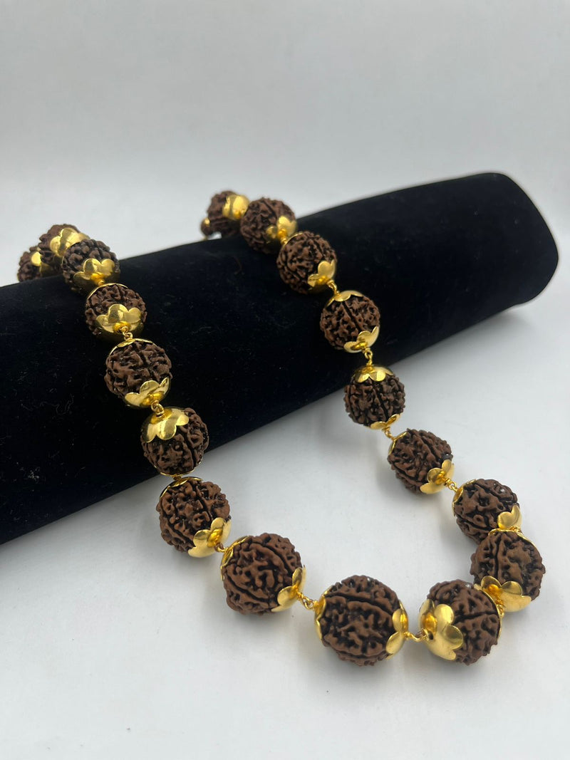 1 GRAM GOLD BROWN RUDRAKSHA MALA FOR MEN DESIGN A-42