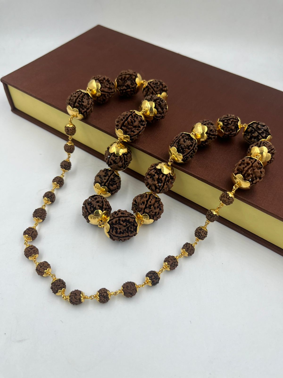1 GRAM GOLD BROWN RUDRAKSHA MALA FOR MEN DESIGN A-42
