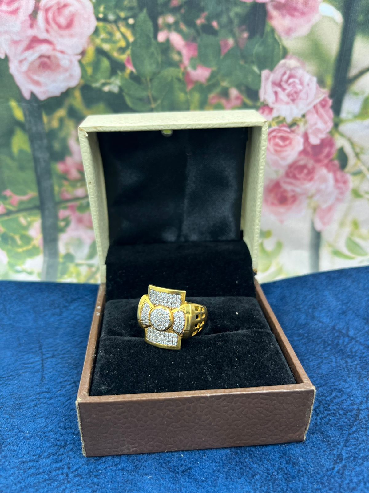 1 GRAM GOLD DIAMOND RING FOR MEN DESIGN A-575