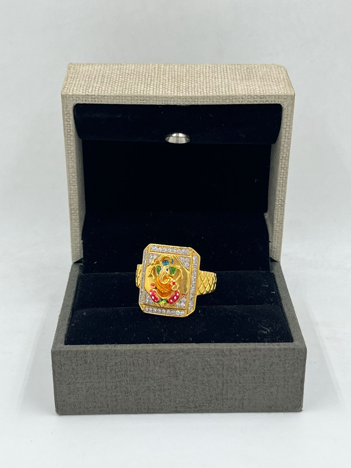 1 GRAM GOLD GANPATI BAPPA RING FOR MEN DESIGN A-606