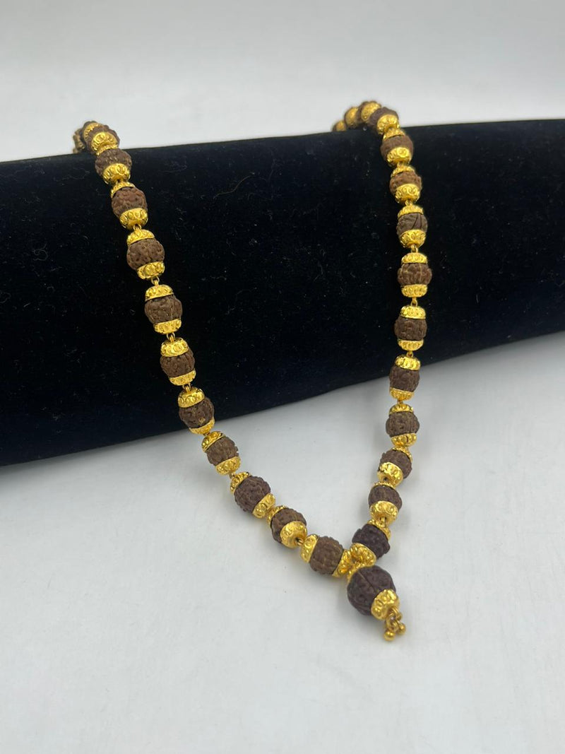 1 GRAM GOLD BROWN RUDRAKSHA MALA FOR MEN DESIGN A-43