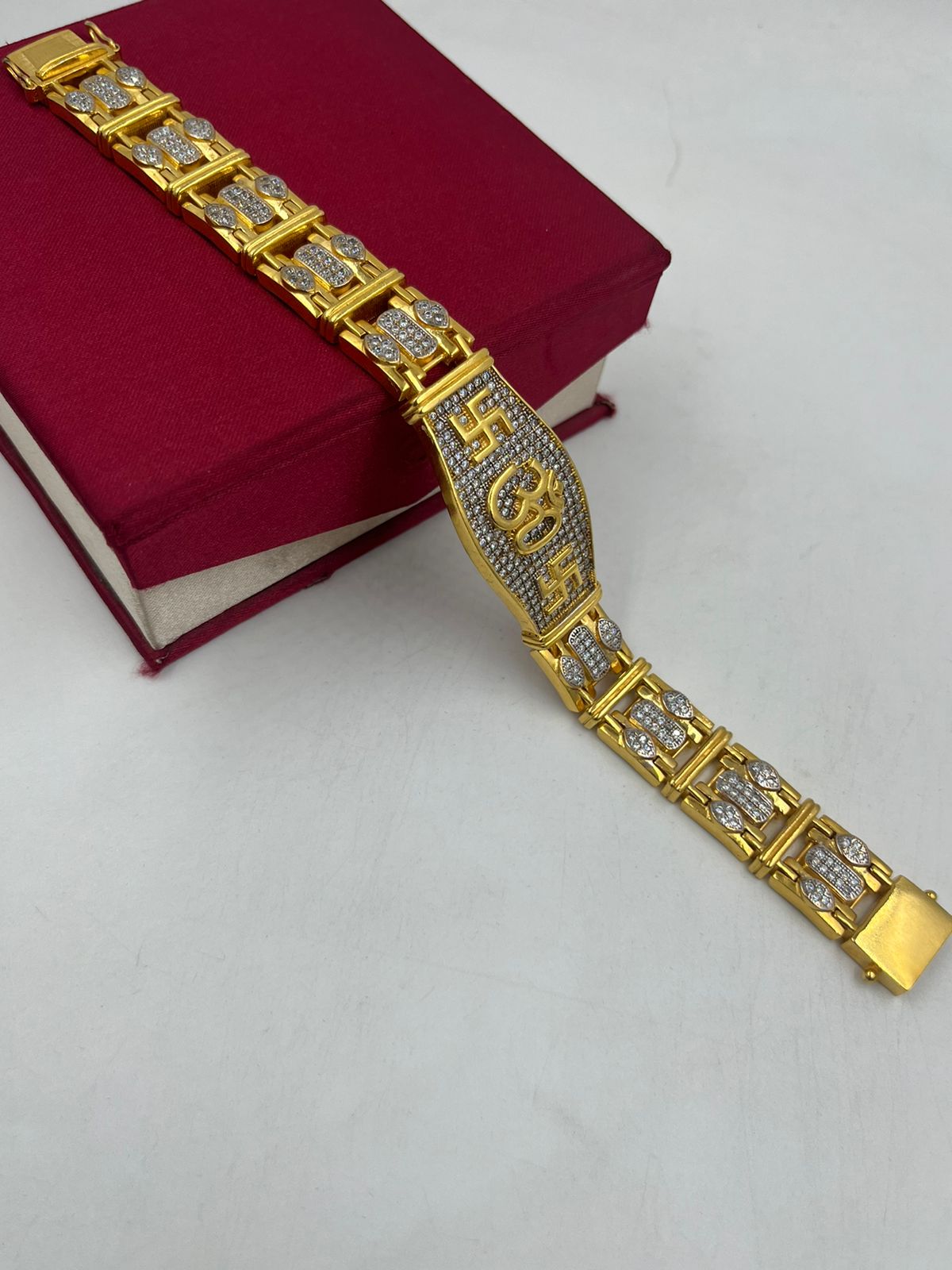 1 GRAM GOLD OM (AUM) DIAMOND BRACELET FOR MEN DESIGN A-238