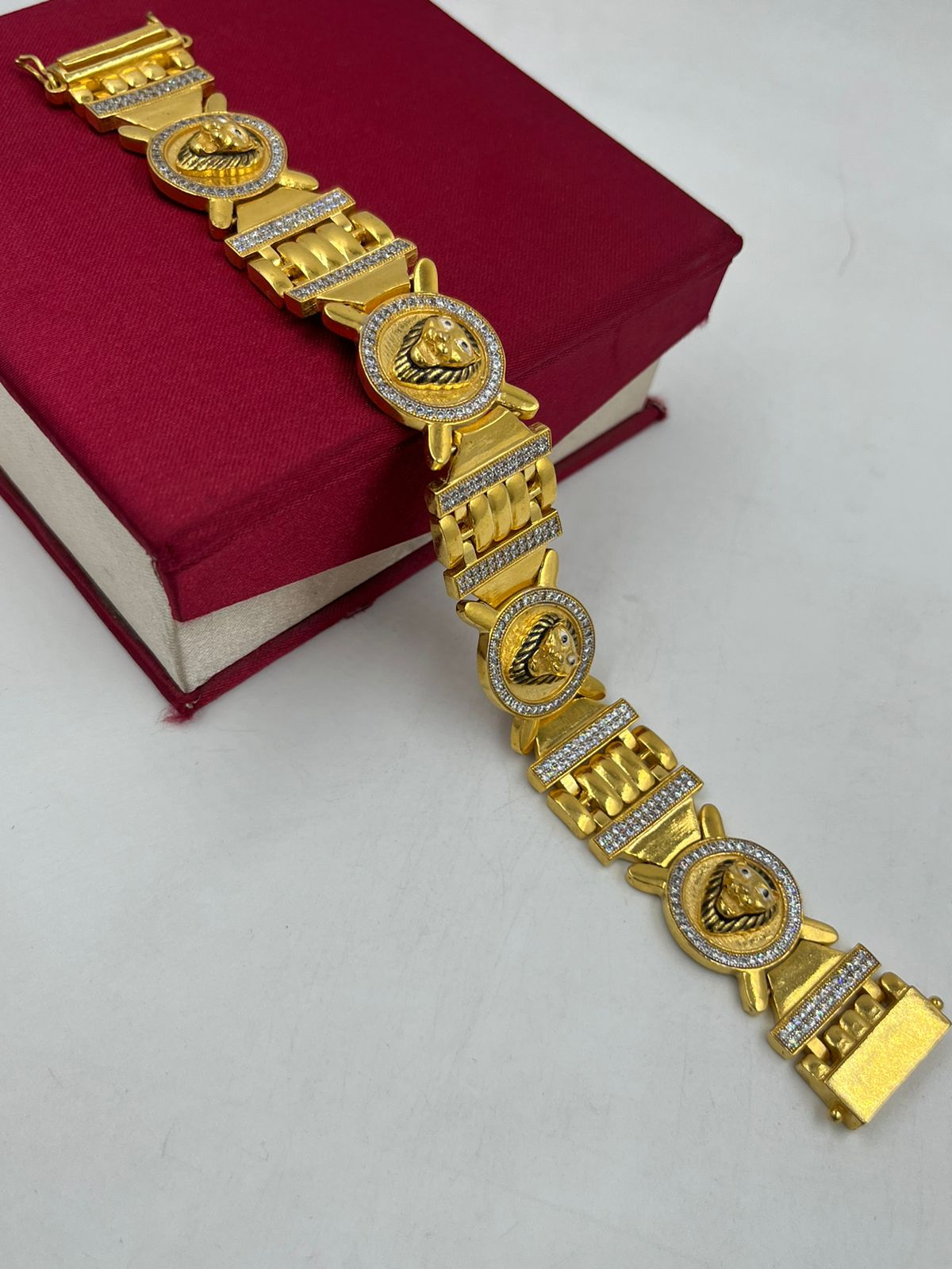 1 GRAM GOLD LION DIAMOND BRACELET FOR MEN DESIGN A-239