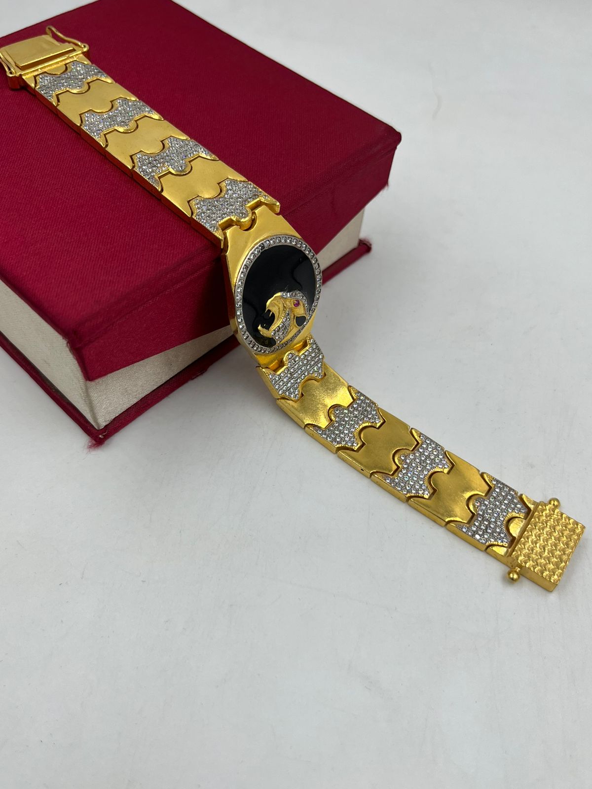 1 GRAM GOLD TIGER DIAMOND BRACELET FOR MEN DESIGN A-241