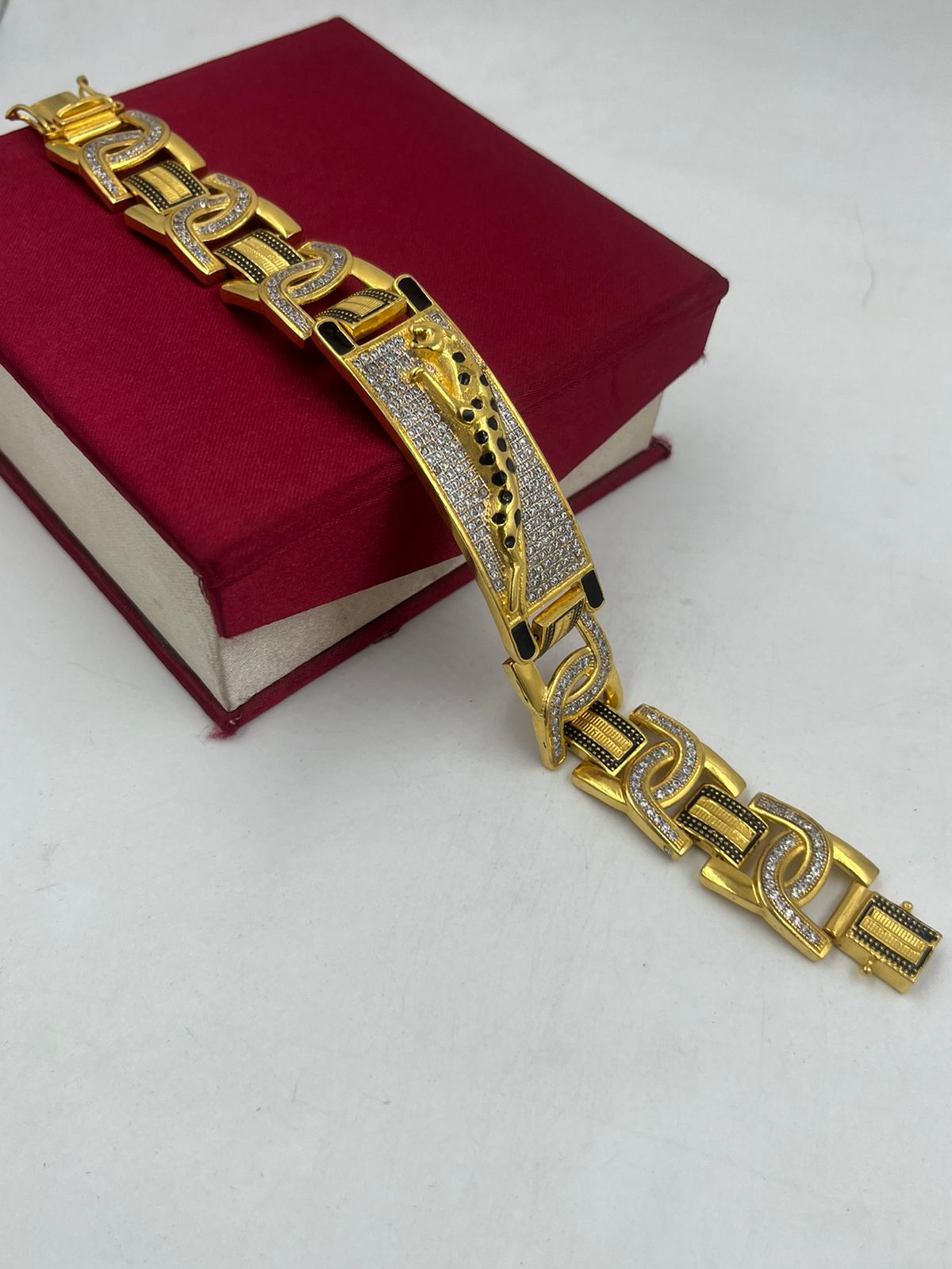 1 GRAM GOLD JAGUAR DIAMOND BRACELET FOR MEN DESIGN A-244