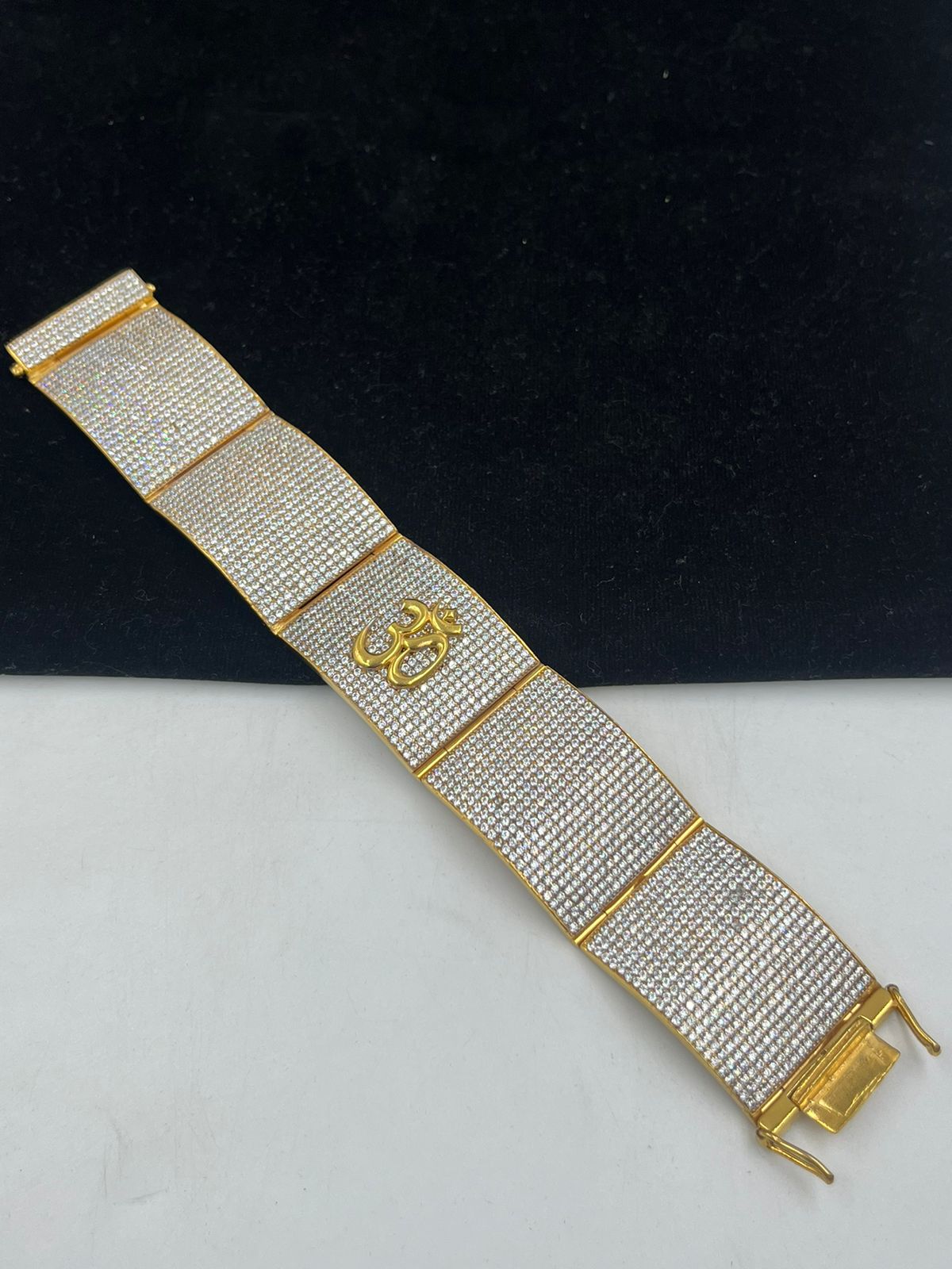 1 GRAM GOLD FULL DIAMOND OM (AUM) SYMBOL BRACELET FOR MEN DESIGN A-260