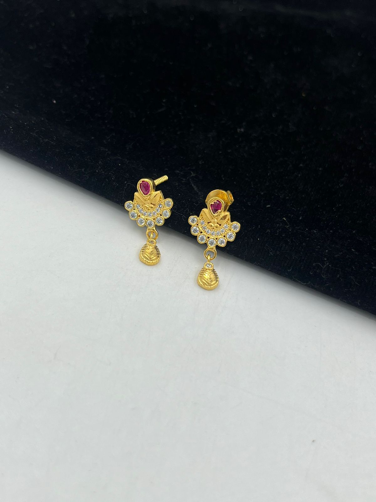 Buy Cute Gold Design One Gram Gold Covering Plain Stud Earring for Daily Use