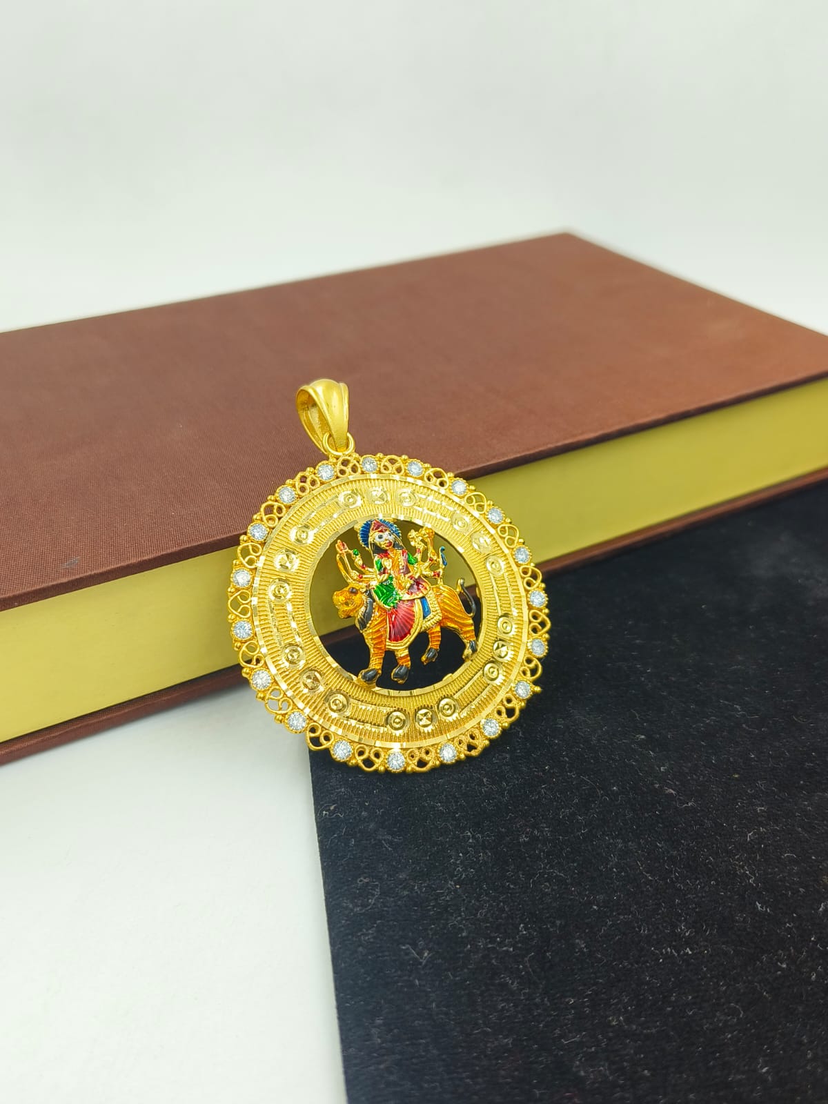 1 GRAM GOLD MAA AMBE PENDANT FOR MEN DESIGN A-284
