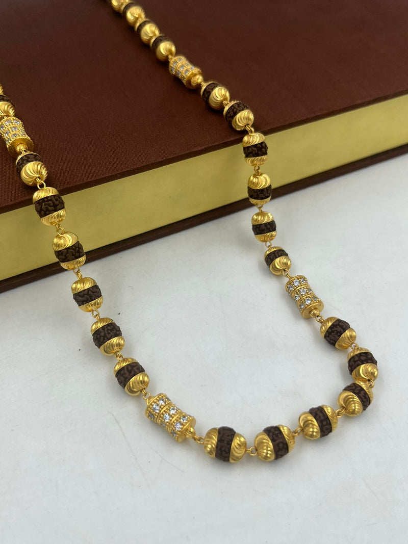 1 GRAM GOLD BLACK RUDRAKSHA MALA FOR MEN DESIGN A-51