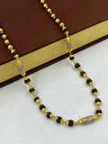1 GRAM GOLD PLATED BLACK RUDRAKSHA MALA WITH DIAMOND FOR MEN DESIGN A-57