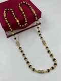 1 GRAM GOLD PLATED BLACK RUDRAKSHA MALA WITH DIAMOND FOR MEN DESIGN A-57