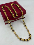 1 GRAM GOLD PLATED BLACK RUDRAKSHA MALA WITH DIAMOND FOR MEN DESIGN A-60