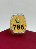 1 GRAM GOLD 786 WITH CHAND (MOON) RING FOR MEN DESIGN A-643