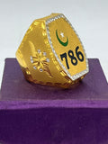 1 GRAM GOLD 786 WITH CHAND (MOON) RING FOR MEN DESIGN A-643