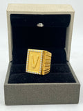 1 GRAM GOLD V LETTER RING FOR MEN DESIGN A-683