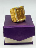 1 GRAM GOLD V LETTER RING FOR MEN DESIGN A-683