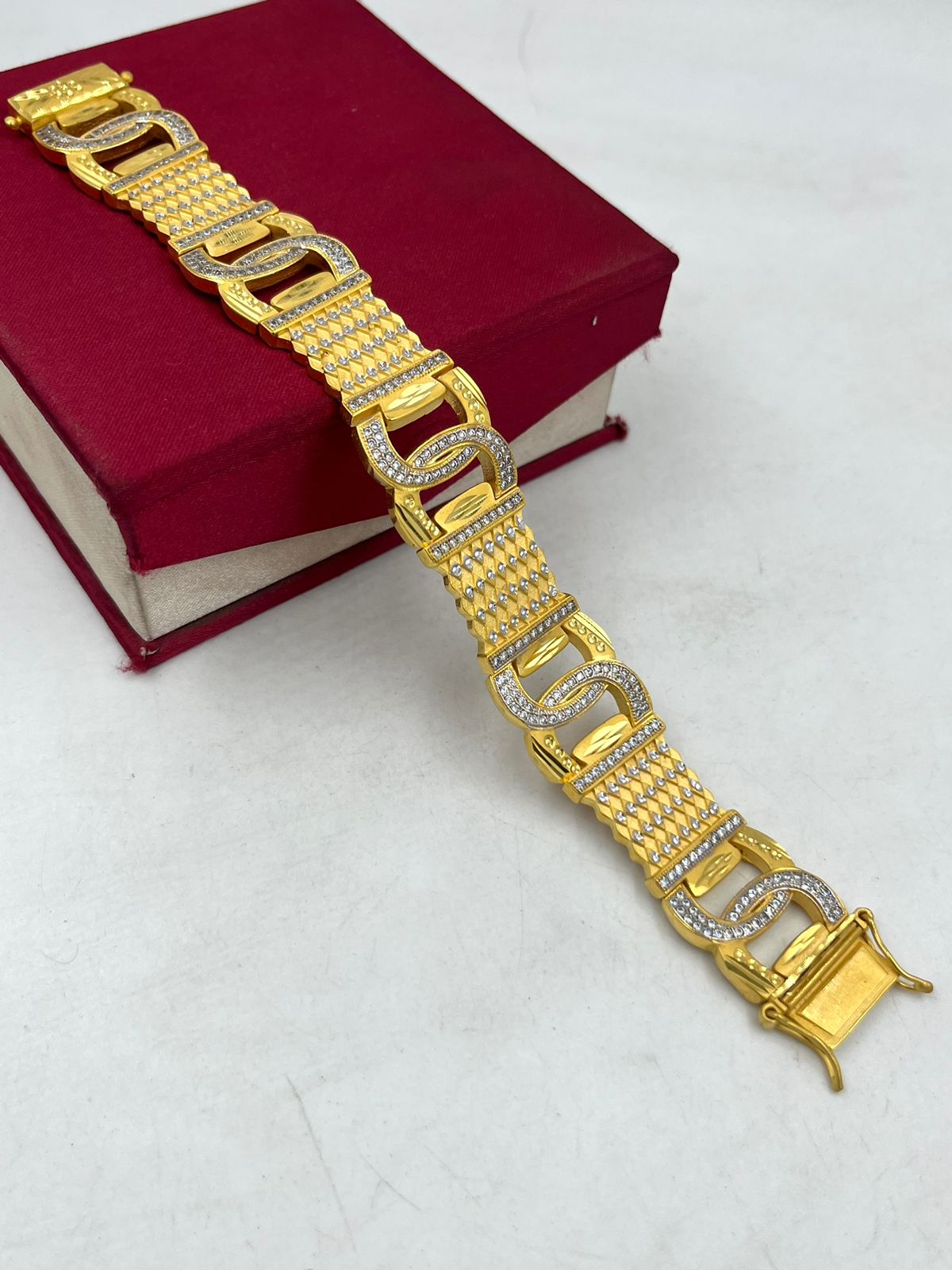 1 GRAM GOLD FULL DIAMOND BRACELET FOR MEN DESIGN A-240