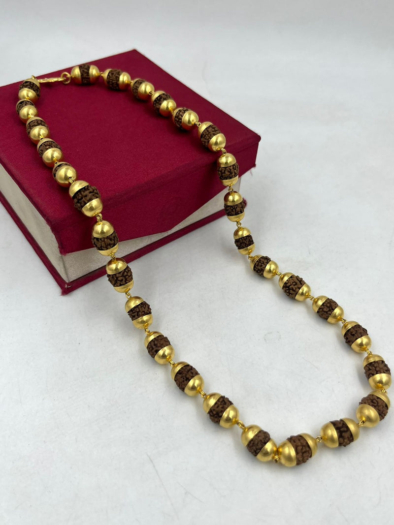 1 GRAM GOLD BROWN RUDRAKSHA MALA FOR MEN DESIGN A-63