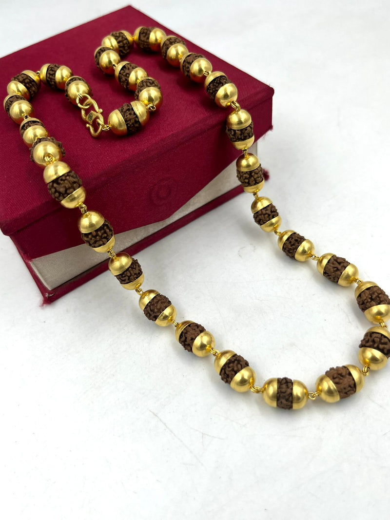 1 GRAM GOLD BROWN RUDRAKSHA MALA FOR MEN DESIGN A-63