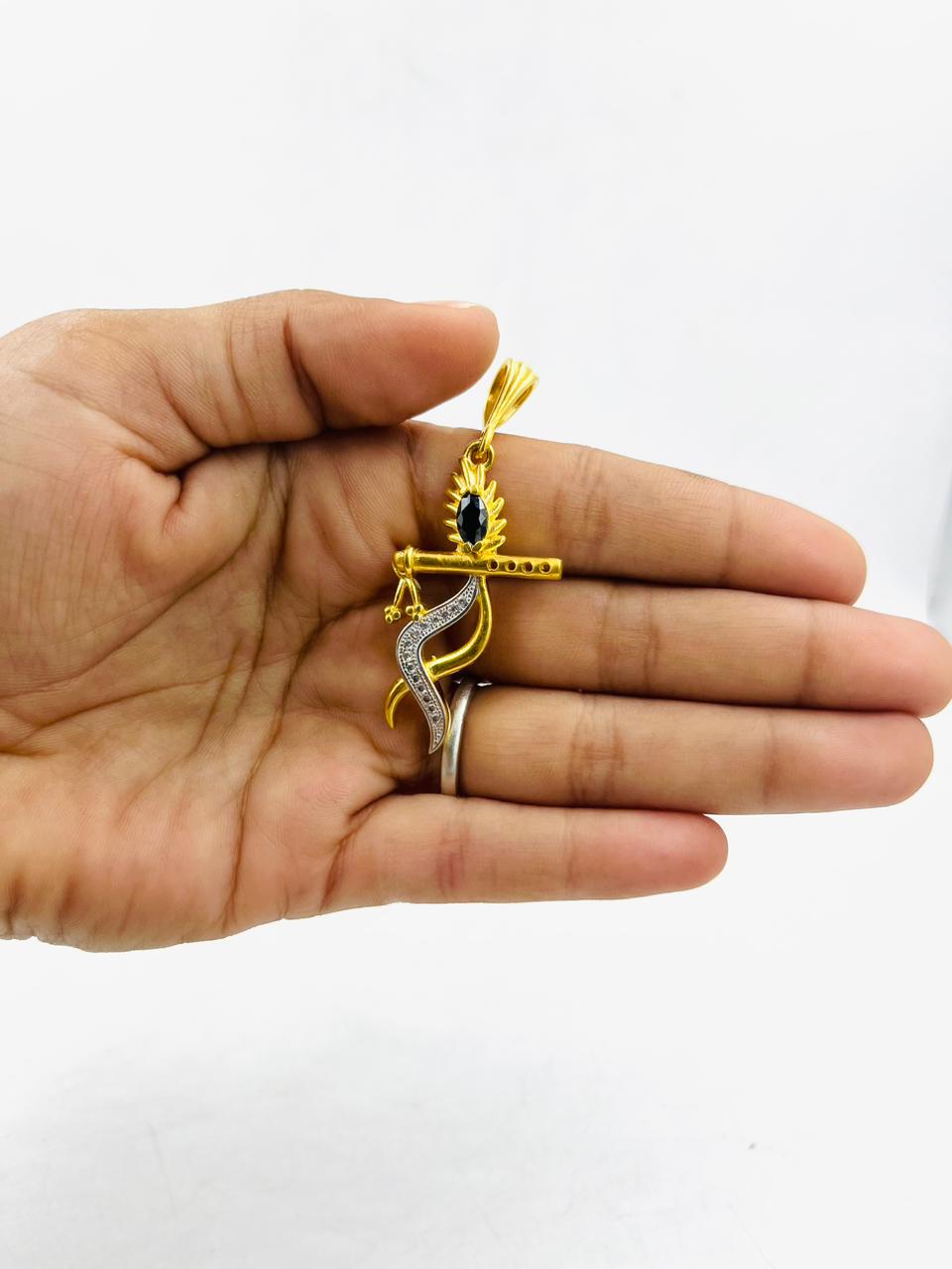 1 GRAM GOLD FORMING KRISHNA FLUTE PENDANT FOR MEN DESIGN A-327