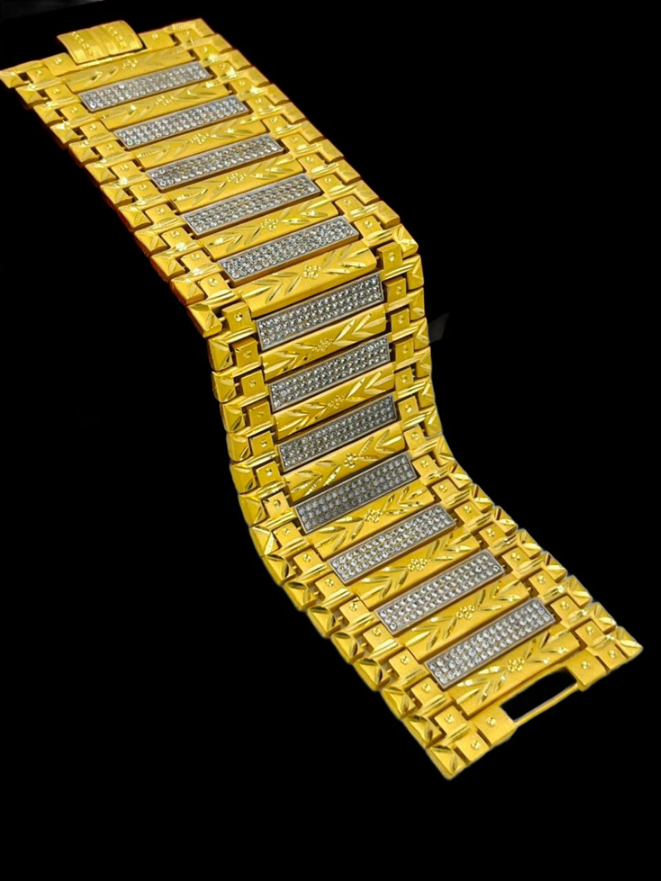 1 GRAM GOLD FULL DIAMOND HEAVY BRACELET FOR MEN DESIGN A-274