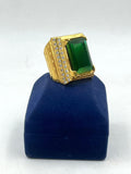 1 GRAM GOLD GREEN DIAMOND RING FOR MEN DESIGN A-775