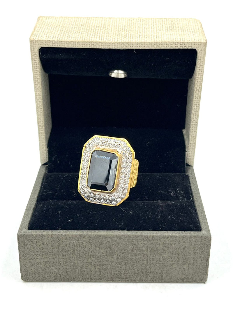 1 GRAM GOLD BLACK DIAMOND RING FOR MEN DESIGN A-776