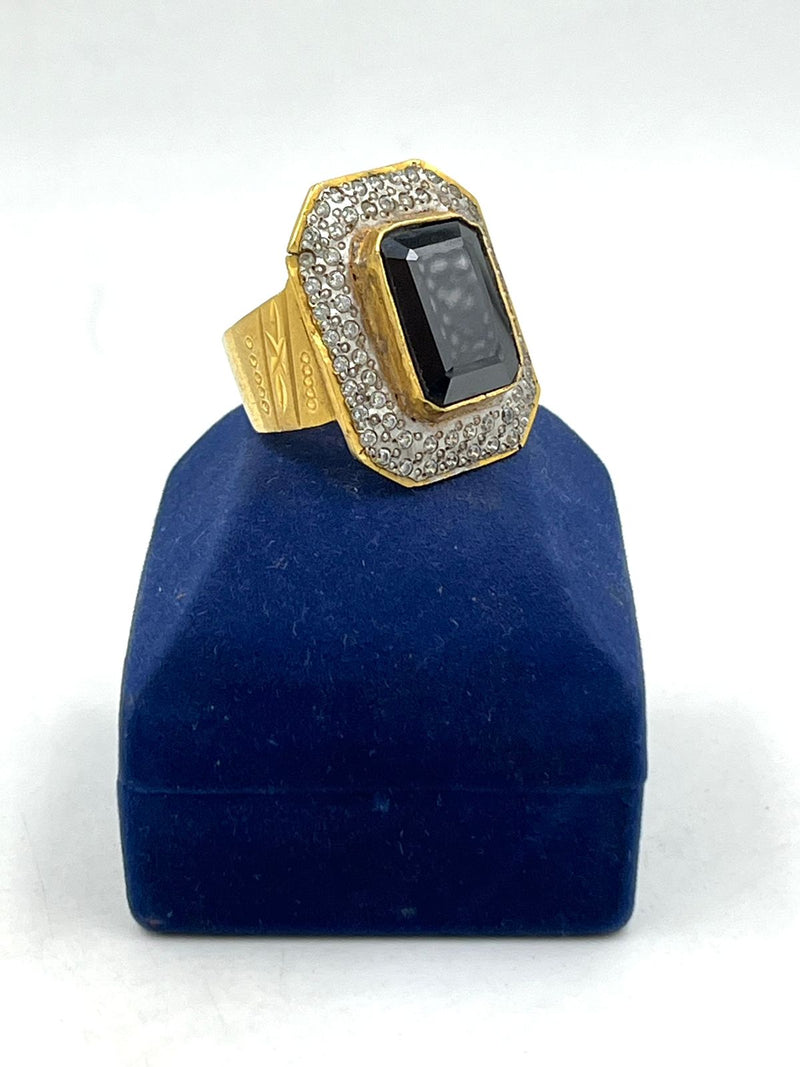 1 GRAM GOLD BLACK DIAMOND RING FOR MEN DESIGN A-776