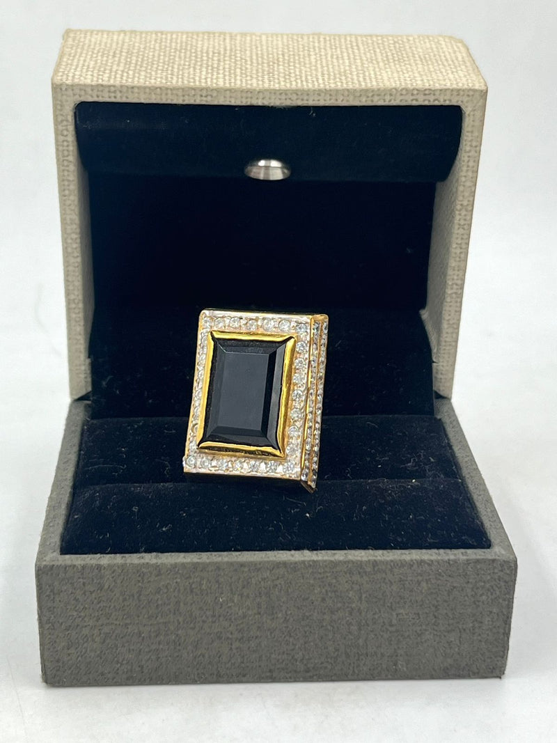 1 GRAM GOLD BLACK DIAMOND RING FOR MEN DESIGN A-781