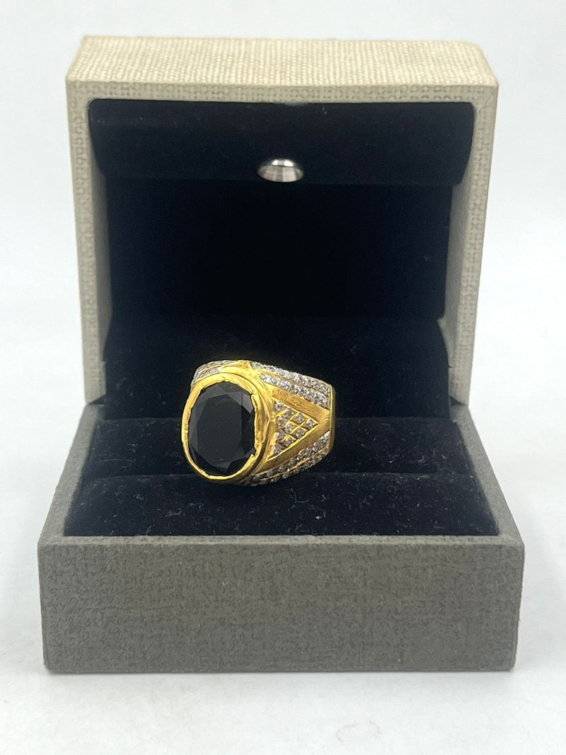 1 GRAM GOLD BLACK DIAMOND RING FOR MEN DESIGN A-790